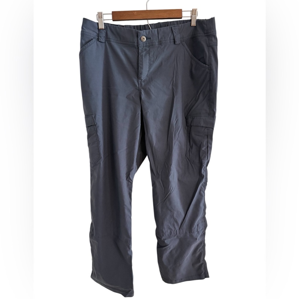 Duluth Trading Cargo Pants Womens 16x31 Gray Ink Convertible Capri Nylon Stretch